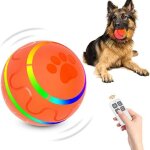 Jouet de balle intelligente orange pour animaux de compagnie boule lumineuse t�l�command�e balle lavable ...