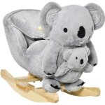 Cheval � bascule homcom peluche courte 60x33x50cm gris