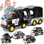 Jouet camion pour enfants camion de transport  deux tages 1 avion + 3 petits camions + 1 grand camion ...