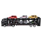 Jouet de camion porteur en alliage omabeta - modle transporteur avec 6 voitures - jaune noir