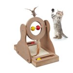 Relaxdays jouet pour chat en mdf sisal plumes roue tournante boules h x l x p : 30 x 17 x 30 cm nature ...