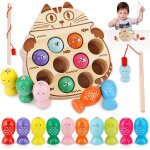 Mini jeu de p�che magn�tique - jouet enfant en bois - 10 poissons - 2 cannes - 2 � 5 ans