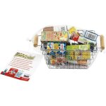 Jouet dpicerie - klein - panier  provisions en mtal garni de botes - garni de botes daliments factices. ...