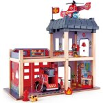 Jouet - hape - grande caserne de pompiers - rouge et gris - mixte - lego city - a partir de 3 ans