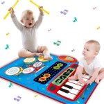Jouet musical pour enfant de 1 - 5 ans tapis de piano tapis de musique 2 en 1 avec sons de piano et de ...
