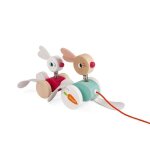 Jouet � tirer - a pousser janod lapins � promener zigolos en bois pour enfant de 1 an