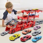 Jouet de transport - surenhap - camion et 6 voitures dalliage - rouge - pour enfant de 3 ans et plus
