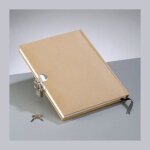 Journal intime - unique - a5 - couverture en carton kraft - 67 feuilles blanches - cadenas inclus