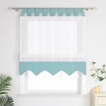 Joyswahl store romain rideau � pompons voilage d�cor chambre cuisine bleu lxh 80x140cm