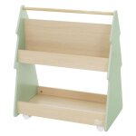 Joyz biblioth�que pour enfants design sapin 60x38x705cm vert nature �tag�re � livres en bois avec 3 compartime ...