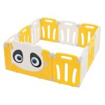 Joyz parc b�b� modulable 120�120 cm design panda blanc - jaune pliable barri�re de s�curit� avec porte ...