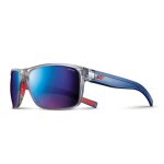 Lunettes de soleil julbo renegade gris translucide bleu - sport - enveloppant - multisport