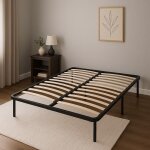 Julie - solide et confortable sommier cadre a lattes pieds 160x200 x 29 cm en metal - montage rapide ...