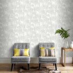 Julien macdonald papier peint support intiss� honolulu vinyle - 1005 x 52 cm - blanc