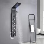 Jullybathevy colonne de douche hydromassages - panneau de douche led - 6 jets - 6 fonctions - noir