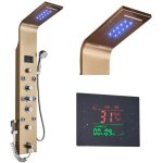 Jullybathevy colonne de douche led - panneau de douche murale - en acier inoxydable 304 - or