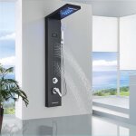 Jullybathevy colonne de douche noir - panneau de douche hydromassante - avec affichage lcd - douchette ...
