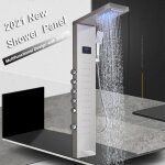 Jullybathevy colonne de douche - panneau de douche hydromassante - avec affichage lcd - douchette - 5 ...
