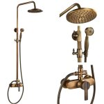 Jullybathevy colonne de douche retro - pomme de douche 20x20cm - robinet de salle de bain - laiton antique ...