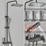 Jullybathevy colonne de douche - robinet de douche - avec affichage digital - gris canon