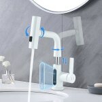 Jullybathevy mitigeur de salle de bain blanc robinet de lavabo avec douchette 360� extractible et les ...