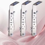 Jullybathevy panneau de douche hydromassante - led colonne de douche - acier inoxydable - 5 fonctions ...