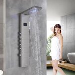 Jullybathevy panneau de douche led - avec affichage lcd - douchette - hydromassante et douche - 5 fonction ...