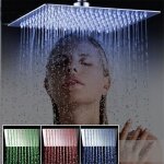 Jullybathevy - pommeau de douche - trs mince  led de 16 pouces pommeau de douche  pluie carr - chrom ...