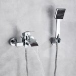 Robinet de baignoire cascade robinet mitigeur avec douchette mural chrome