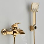 Robinet de baignoire - jullybathevy - m�langeur - or - laiton - douchette incluse