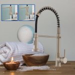 Jullybathevy robinet de cuisine - robinetterie �vier rotatif � 360� - pulv�risation � 2 modes - noir