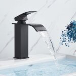 Jullybathevy robinet de lavabo cascade - robinet salle de bain - froide & chaude mitigeur lavabo - noir ...