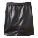 Jupe courte en simili cuir noir et avec une coupe droite resserrée à la taille Jupe courte en simili cuir noir et avec une coupe droite resserrée à la taille