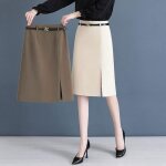 Jupe courte femme taille haute a - ligne avec ceinture jupe elegant business avec fente lat�rale couleur ...