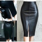 Jupe en cuir pu noir