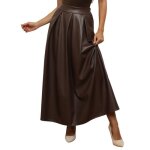 Jupe longue �vas�e et dot�e de plis en simili. mod�le � taille haute �lastiqu�e. poss�de deux poches ...