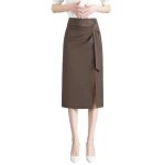 Jupe femme asymetrique taille haute mi - longue a - ligne jupe elegant business avec fente latrale couleur ...
