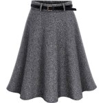 Jupe femme automne et hiver mi - longue en laine sans ceinture mode gris simple flavor Jupe femme automne et hiver mi - longue en laine sans ceinture mode gris simple flavor