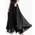 Jupe femme longue plisse en mousseline de soie chic et elegant trapze taille haute tulle jupe fluide ...