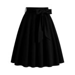 Jupe femme plisse patineuse taille haute elastique jupe midi evase avec ceinture couleur unie confortable ...