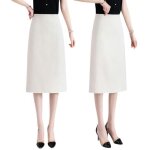 Jupe femme taille haute a - ligne mi - longue jupe jupe elegant business avec fente arrire couleur unie ...