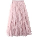 Jupes pour femmes - zgeer - jupe longue en tulle - taille lastique trapze - rose