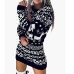 Jupe en jean longue mini chandail de nol pour femmes o robe pull flocon de neige cou tricot de nol ...