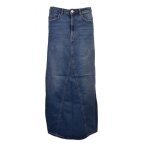 Jupe longue denim brut bleue droite fente arrire avec poches femme pieces