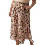 Jupe longue - vero moda - grande taille - imprim� beige / rose - taille �lastique - 100% viscose