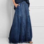 Jupe longue en jean denim pour femmes - autrement - vintage - coupe slim - bleu