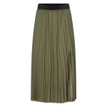 Jupe longue plisse kaki satine avec une coupe fluide et une taille lastique