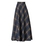 Jupe maxi a - ligne en laine pour femmes - autrement - noir - taille lastique - automne hiver chaud