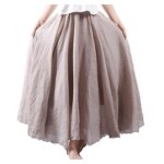 Jupe plisse femme bohme longue en lin et coton avec jupon tour de taille elastique couleur diverse