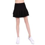 Jupe plisse femme courte patineuse elastique jupe lgante taille haute couleur unie - noir